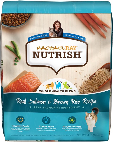 Rachael Ray Nutrish Natural Salmon & Brown Rice Recipe Dry Cat Food, 14-lb bag slide 1 of 10
