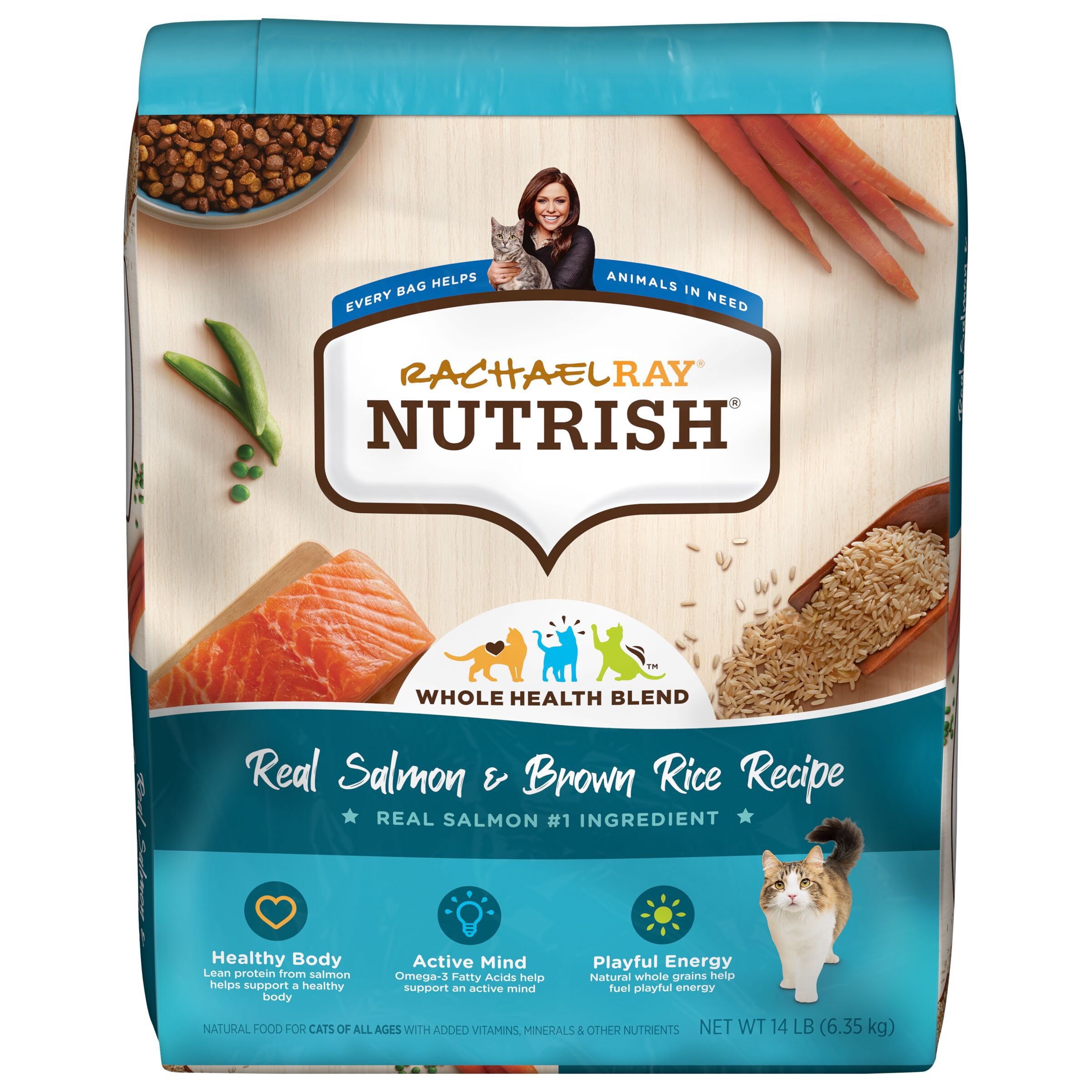 RACHAEL RAY NUTRISH Natural Salmon Brown Rice Recipe Dry Cat