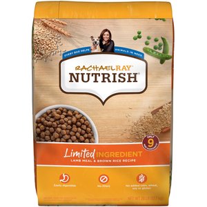 Rachael Ray Nutrish Just 6 Natural Lamb Meal & Brown Rice Limited Ingredient Recipe Dry Dog Food, 28-lb bag