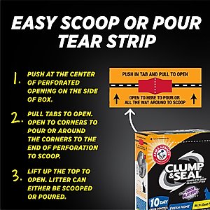 Arm & Hammer Litter Clump & Seal Complete Odor Sealing Clumping Cat Litter, Fresh Home with Ultra Odor Blasters with 10 Days of Odor Control, 28-lb box