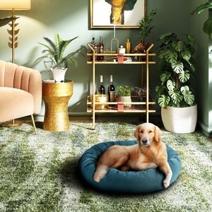 Max & Marlow Luxurious Oval Bolster Cuddler Cat & Dog Bed, Teal, X-Large