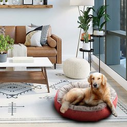 Max & Marlow Plush Round Bolster Cuddler Cat & Dog Bed, Rose, Large