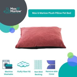 Max & Marlow Plush Pillow Cat & Dog Bed, Large, Rose slide 2 of 6