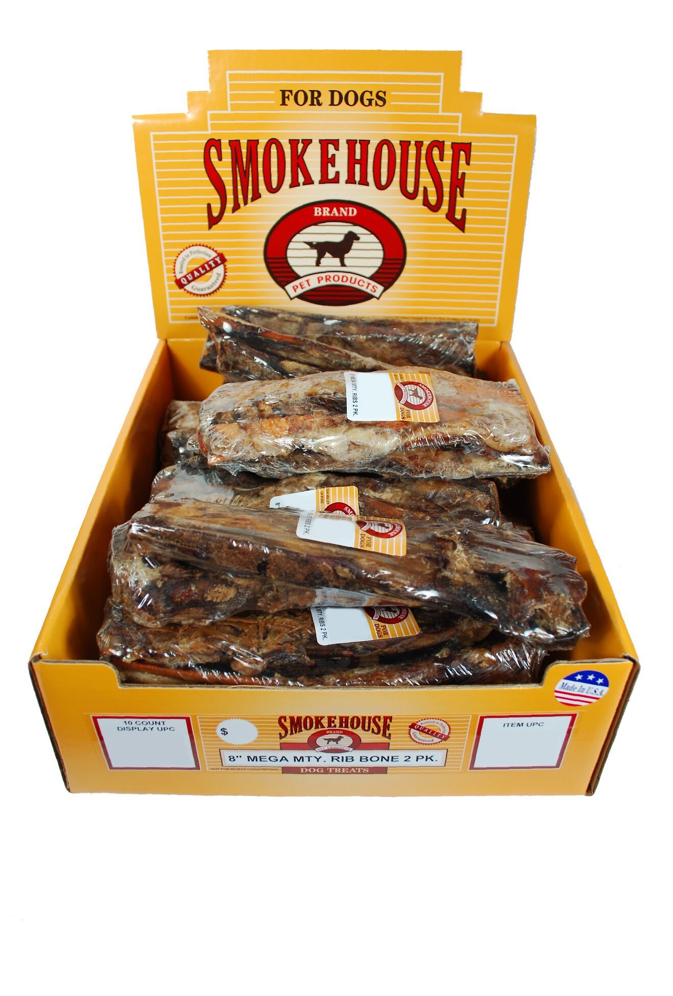 SMOKEHOUSE USA 8" Mega Meaty Rib Bone Dog Treats Customer Questions