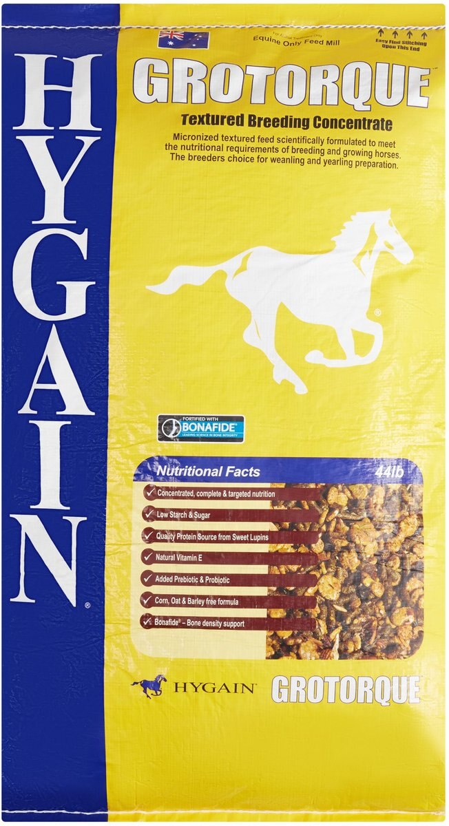HYGAIN Grotorque Textured Breeding Horse Feed, 44lb bag
