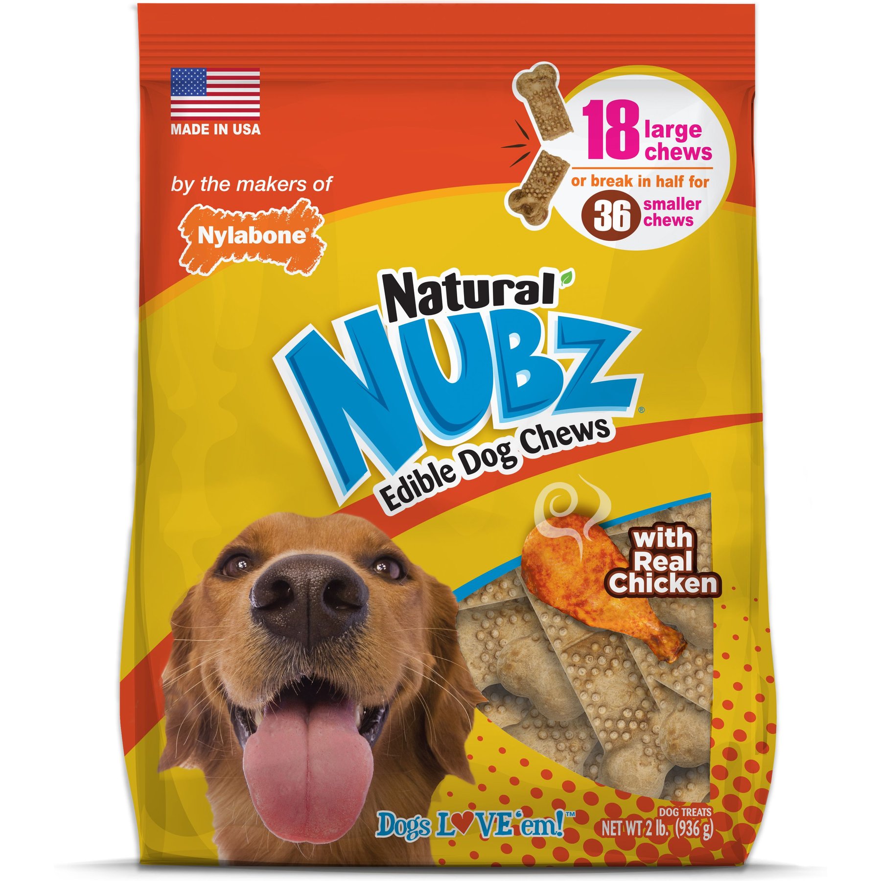 NYLABONE Natural Nubz Chicken Dog Treat, 54 count
