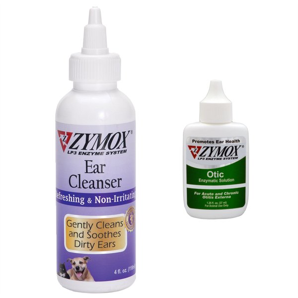 Zymox Otic Ear Infection Treatment without Hydrocortisone, 1.25-oz bottle + Enzymatic Ear Cleanser for Dogs & Cats, 4-oz bottle slide 1 of 8