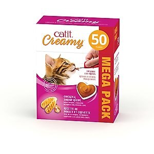 Catit Creamy Chicken & Shrimp Cat Treat Tube, 50 count