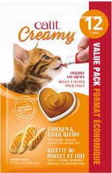 Catit Creamy Chicken & Liver Cat Treat Tube, 12 count
