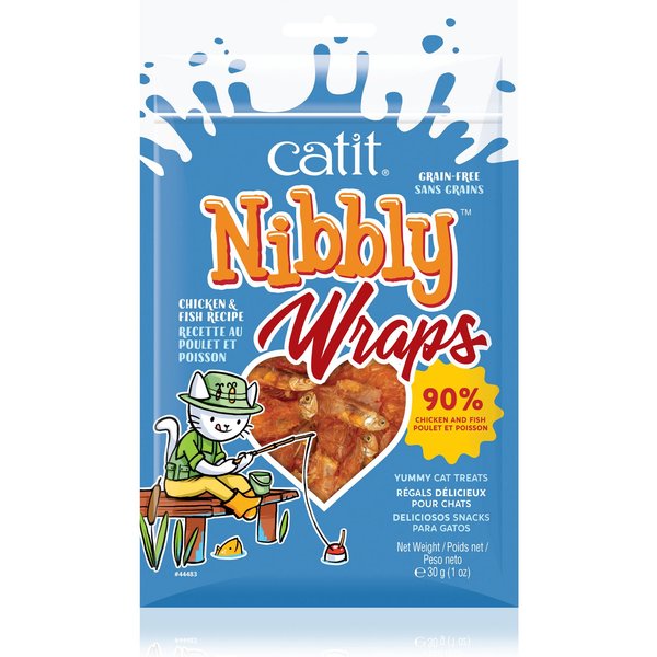 Catit Nibbly Wraps Chicken & Fish Cat Treat, 1.06-oz bag