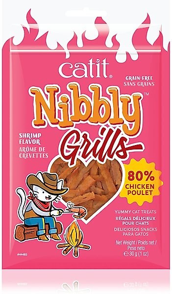 Catit Nibbly Grills Chicken & Shrimp Cat Treat, 1.06-oz bag slide 1 of 2