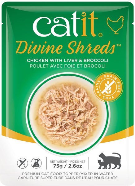 CATIT Divine Shreds Chicken with Liver & Broccoli Cat Topping, 2.65-oz ...