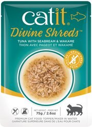 Catit Divine Shreds Tuna with Seabream & Wakame Cat Topping, 2.65-oz bag