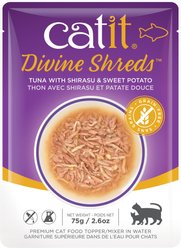 Catit Divine Shreds Tuna with Shirasu & Sweet Potato Cat Topping, 2.65-oz bag