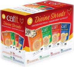 Catit Divine Shreds Chicken Multipack Cat Topping, 2.65-oz bag, 12 count