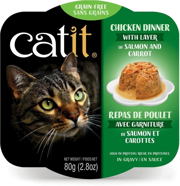 Catit Dinner Chicken with Salmon & Carrot Cat Wet Food, 2.8-oz can