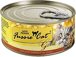 Fussie Cat Golden Chicken Formula in Gravy Grain-Free Wet Cat Food, 2.82-oz, case of 24