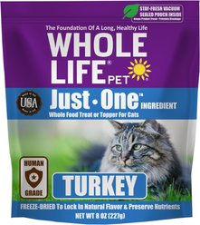 Whole Life Just One Ingredient Turkey Grain-Free Freeze-Dried Cat Treats, 8-oz bag