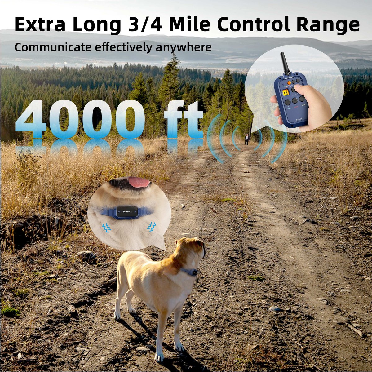 BOUSNIC Remote Waterproof Electronic Dog Training Collar, Blue