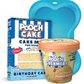 Pooch Cake Basic Starter Plus Birthday Cake Mix w/Cake Mold Kit & Pooch Creamery Peanut Butter Ice Cream Dog Treat, 10-oz box