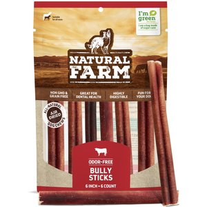 Natural Farm Odor-Free Bully Sticks Dog Treats, 6-in, 6 count