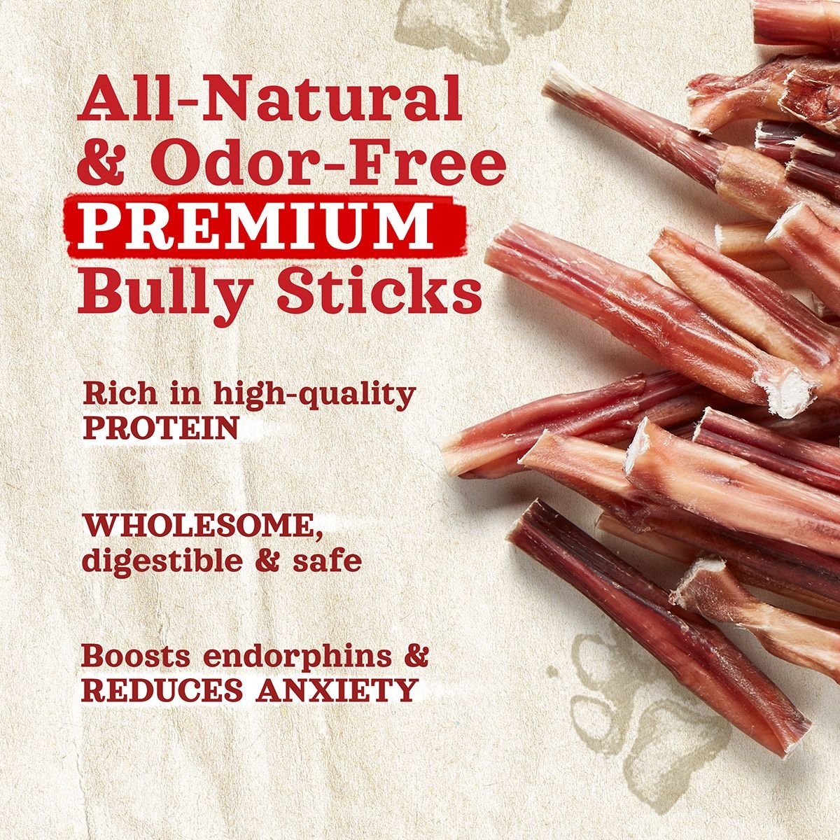 NATURAL FARM OdorFree Bully Sticks Dog Treats, 6in, 15 count