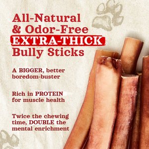 Natural Farm Odor-Free Extra Thick Bully Sticks Dog Treats, 12-in, 5 count