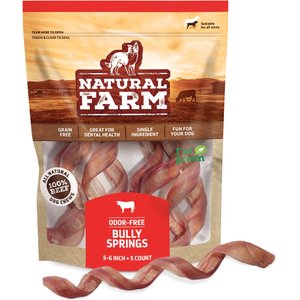 Natural Farm Odor-Free Curly Bully Sticks Dog Treats, 5-6-in, 5 count