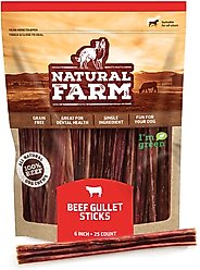 Natural Farm Gullet Sticks Dog Treats, 6-in, 25 count