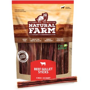 Natural Farm Gullet Sticks Dog Treats, 6-in, 25 count