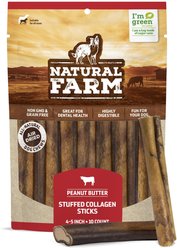 Natural Farm Peanut Butter Stuffed Collagen Dog Treats, 4-in, 10 count