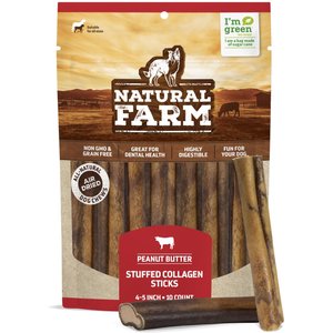 Natural Farm Peanut Butter Stuffed Collagen Dog Treats, 4-in, 10 count
