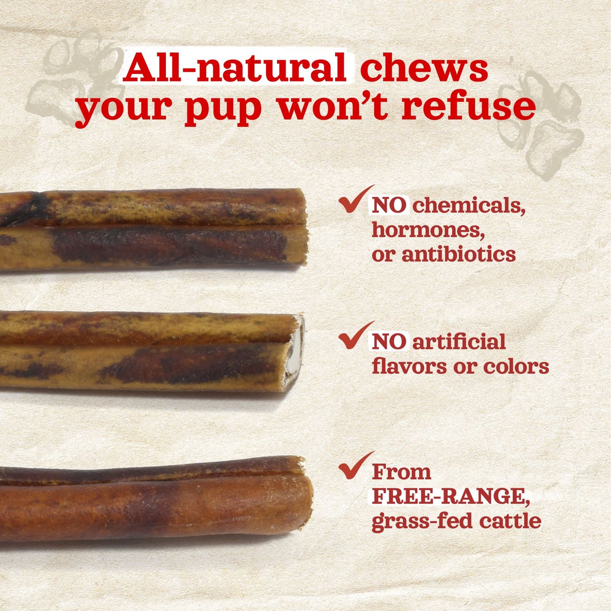 Natural Farm 4 to 5-inch Stuffed Collagen Real Bully Stick Dog Chew Treats