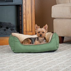 K&H Pet Products Self-Warming Two Tone Lounge Sleeper Bolster Cat & Dog Bed, Sage/Tan