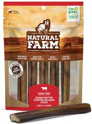 Natural Farm Peanut Butter Stuffed Collagen Dog Treats, 6-in, 5 count