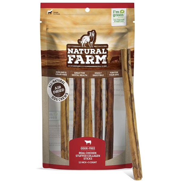 Natural Farm Peanut Butter Stuffed Collagen Dog Treats, 12-in, 5 count
