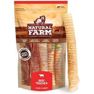 Natural Farm Odor-Free Beef Trachea Dog Treats, 12-in, 8 count