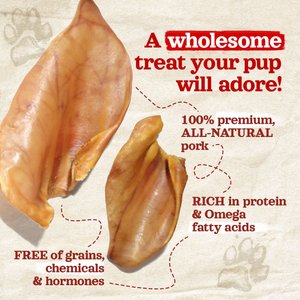 Natural Farm Whole Pig Ears Dog Treats, 8 count