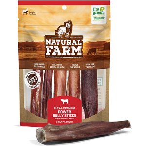 Natural Farm Power Bully Sticks Dog Treats, 6-in, 5 count 