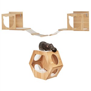 Frisco Bundle Hexagon Cat Silhouette with Bridge Wall Mounted Cat Wall Shelves