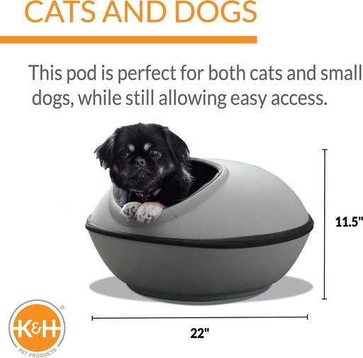 K&H Pet Products Mod Dream Pod Covered Cat Bed for Large Cats, Gray