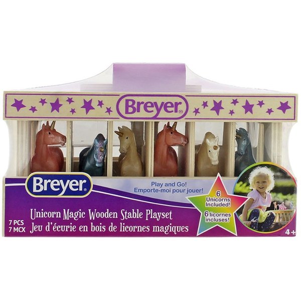 BREYER Horses Unicorn Magic Wooden Stable 6 Piece Playset with 6
