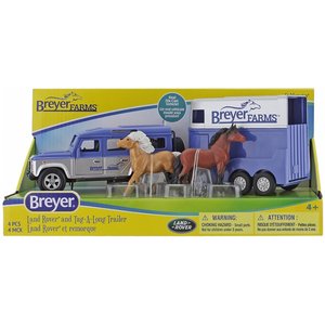 Breyer Horses Breyer Farms Land Rover & Tag-a-Long Trailer Horses Playset with 2 Horses Collectible Toy Horse Set