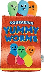 Outward Hound Snack Bag Yummy Worms Puzzle Squeaky Dog Toy, Red