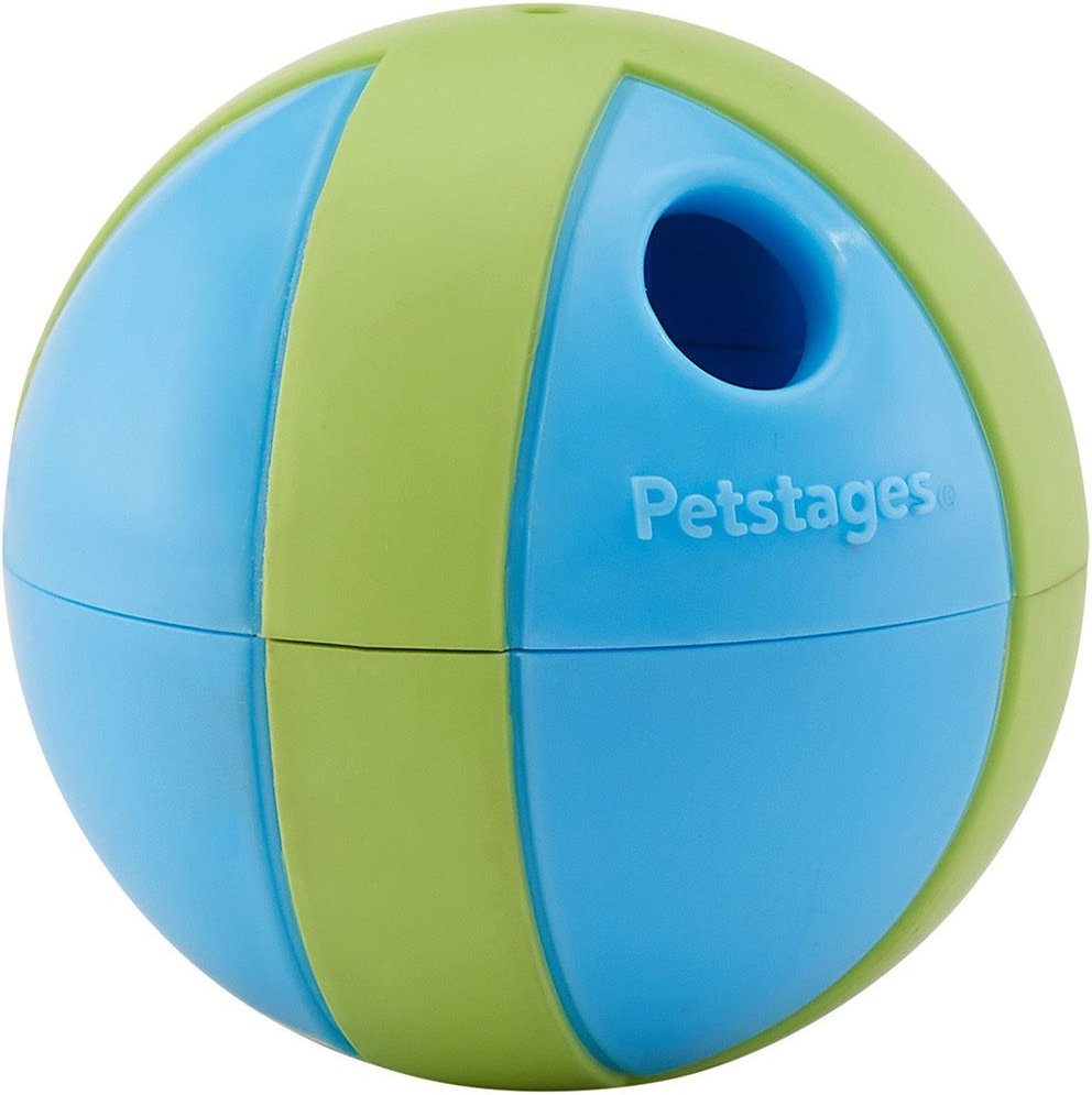 PETSTAGES Gravity Ball Rolling Treat Stuffer Squeaky Interactive Dog