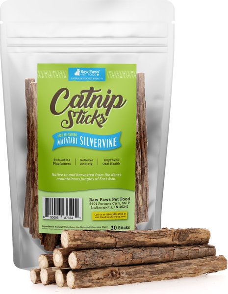 Raw Paws Silvervine Chew Stick Cat Treats, 30 count slide 1 of 6