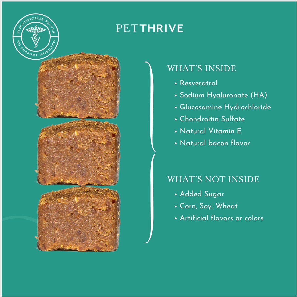 PETTHRIVE Soft Chews with Resveratrol for Dogs Under 60lb, 12oz bag