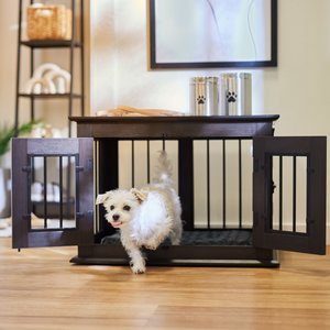 Frisco Double Door Wood & Metal Furniture Style Dog Crate, Espresso, Small, 1 count