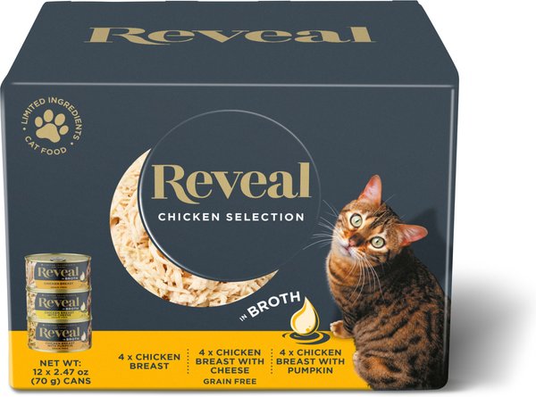 Reveal Natural Grain-Free Variety of Chicken in Broth Flavored Wet Cat Food, 2.47-oz can, case of 24 slide 1 of 7