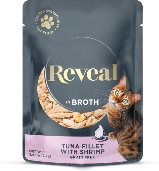 Reveal Natural Grain-Free Tuna with Shrimp in Broth Flavored Wet Cat Food, 2.47-oz pouch, case of 24 slide 1 of 8